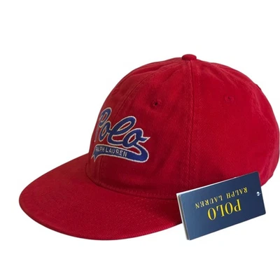 New Polo Ralph Lauren Men’s Red Embroider Polo Logo Hat Leather Strapback NWT - Image 1 of 4