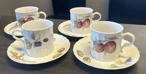 4 Tea Cup Saucer Set. Mikasa Maxima Belle Terre Fruit Rib Scalloped. - Picture 1 of 2