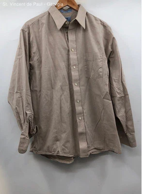 Arrow бежевый винтажный США сделано Lyocell хлопок рубашка на пуговицах - размер XL - Изображение 1 из 4