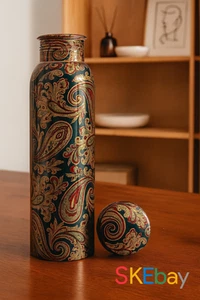 100% Pure Copper Water Bottle Handmade For Health Benefits - Fast Delivery - Picture 1 of 4