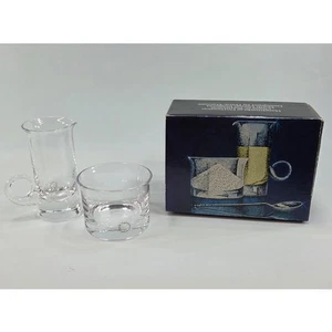 Retro M Dartington lead crystal glass milk jug creamer sugar bowl unused boxed - Picture 1 of 14