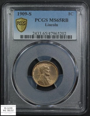 1909 S Red-Brown Lincoln Wheat Copper Cent 1C PCGS MS 65 RB - Image 1 of 4
