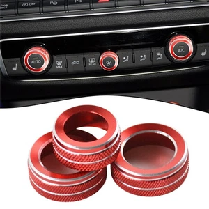 Auto Klimaanlage Rote Aluminium Circle Volume Knob Trim für A3 8V S3 2014 2019 - Picture 1 of 8