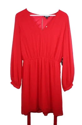 Express Womens Dress Large Red V-neck Holiday Stretch Cocktail Long-sleeved NWT - Image 1 of 4
