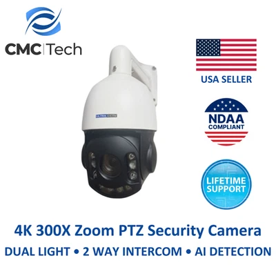 4K 300X ZOOM PTZ SECURITY CAMERA AI DETECTION POWER DUAL LIGHT 2WAY INTERCOM - Image 1 of 4