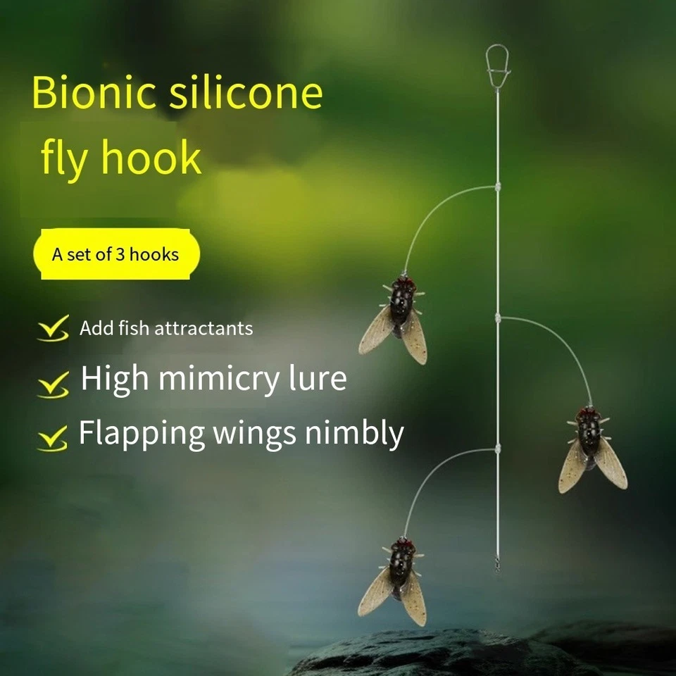 Fliegenfischen Köder Rig mit Silikonflügeln schwimmend und Fisch Lockstoff Bes - Bild 1 von 4