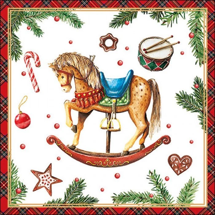 20 Papierservietten, Servietten ROCKING HORSE | Schaukelpferd | Weihnachten - Bild 1 von 1