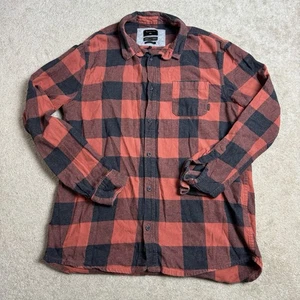 Camisa QuikSilver Para Hombres Franela a Cuadros Abotonada Grande Roja Calce Moderno Informal - Imagen 1 de 6