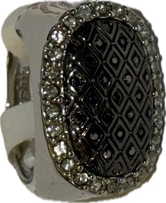 Anillo lia sophia plata talla 8 cristales transparentes, cristales en forma de diamante negro imitación pieza Foto 1 de 4