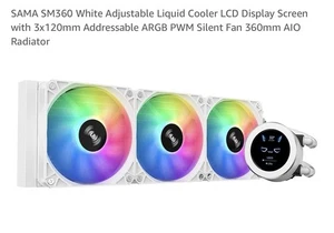SAMA SM360 White 360mm AIO Liquid Cooler w/ LCD Screen, 3x 120mm ARGB Fans - Afbeelding 1 van 1