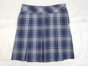 Girls R/K Blue Plaid Kick Pleat Uniform Skirt Size 12 - Picture 1 of 5