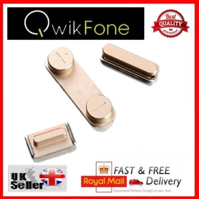 QWIKFONE For Apple iPhone 5S A1453 A1457 A1518 A1528 Gold Hard Buttons Set Replacement