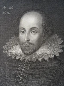 c1883 Antique Print PORTRAIT OF SHAKSPERE / SHAKESPEARE from The Royal Shakspere - Picture 1 of 3