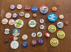 1960’s 1970's Political Pinback Button Pins Nixon Carter McGovern Bob Hall More - Picture 1 of 15