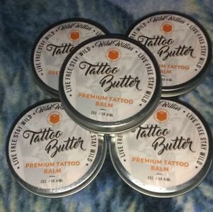 Lot of (5) WILD WILLIES TATTOO BUTTER Premium Tattoo Balm Butter 2 oz. Organic