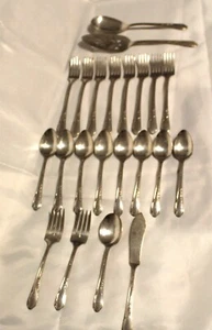 Oneida WMA Rogers A1 Plus Meadowbrook Vtg Silverware 22 PC Spoon Fork + Serving - Picture 1 of 8