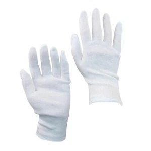 12 Paar Baumwoll-Trikot-Handschuhe • weiß gebleicht • für Herren  #50820 - Bild 1 von 3