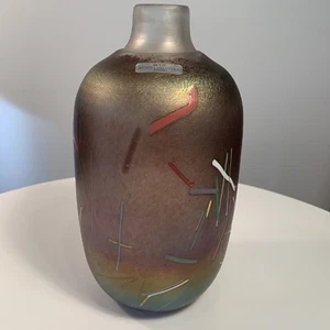 Boda Bertil Vallien Artist Collection Iridescent Tornado Art Glass Vase - Picture 1 of 11