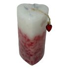 Vintage 90s Heart Chunks Pilar Candle with Dangle White Red Pink Valentine&#39;s 6&quot;H