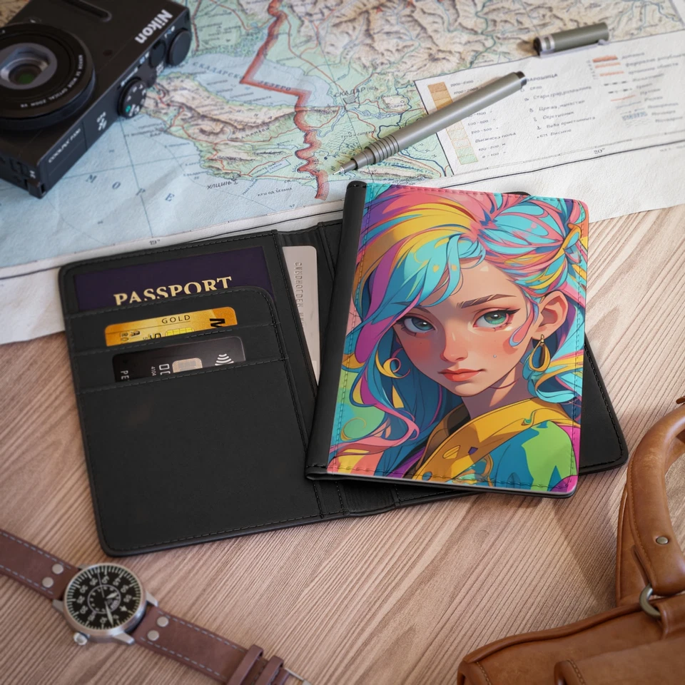Anime Girl Passport Cover Carrying Case | RFID Passport Case Blocker - Image 1 of 1