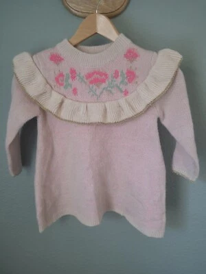 Vestido Suéter Louise Misha Rosa Tejido Sachura Crema Volantes Mezcla Lana Alpaca Talla 4 Foto 1 de 4