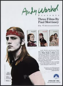 ANDY WARHOL__PAUL MORRISSEY__Original 1988 Trade AD / ADVERT__Flesh_Trash_Heat - Picture 1 of 1