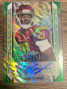 TYLER VAUGHNS 2021 Leaf Metal Draft Football Auto Action XRC Rainbow GREEN #8/10 - Picture 1 of 1