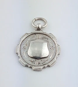 ANTIQUE GEORGE V SILVER SCHOOL GYM PRIZE WATCH CHAIN FOB HM CHESTER 1924 5.7g - Picture 1 of 7