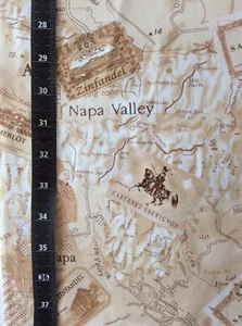 Fabric Cotton Timeless Treasures Wine Map Beige Sold by 1/2 Metre - Picture 1 of 1