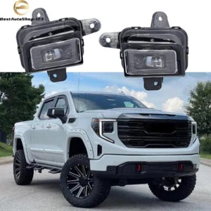 Front Bumper LED Fog Light Set For GMC Sierra 1500 2022-2024 w/Switch Wire Bezel - Picture 1 of 10