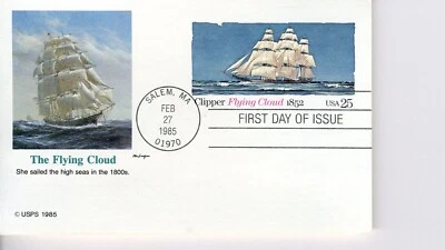 FDC 1985 US The Flying Cloud Clipper  #UX107 25¢ Fleetwood Cachet - Image 1 of 2