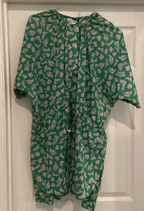 DIANE VON FURSTENBERG TUNIC TOP /COVER UP IRUKA GREEN AND PINK SIZE 2 - Picture 1 of 9