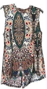 PEACOCK FEATHER PATTERNED TUNIC STYLE TOP, SIZE 14 BY IZABEL LONDON NEW - Picture 1 of 2
