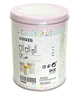 IKEA Uddig ~ Set of 3 Spring Easter Pastel Confetti Round TIN CANNISTERS ~ New