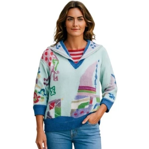 Berek Marta D Handstrick Pullover Strand Kurzarm & Matrosenkragen Größe L - Bild 1 von 14