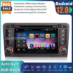 64GB Android 12 Autoradio GPS DAB+CarPlay Wifi DSP Canbus AUDI A3 S3 RS3 RNSE-PU - Bild 1 von 20