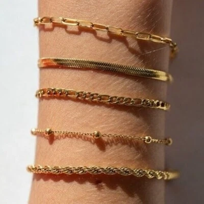 BUNDLE 2 Waterproof Gold Bracelets YOU PICK 2! Non-tarnish Gold chain Bracelet - Image 1 of 4