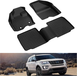 Floor Mats for 2015-2019 Ford Explorer All Weather Mat Liners Front & 2Nd 2 Row - Picture 1 of 7