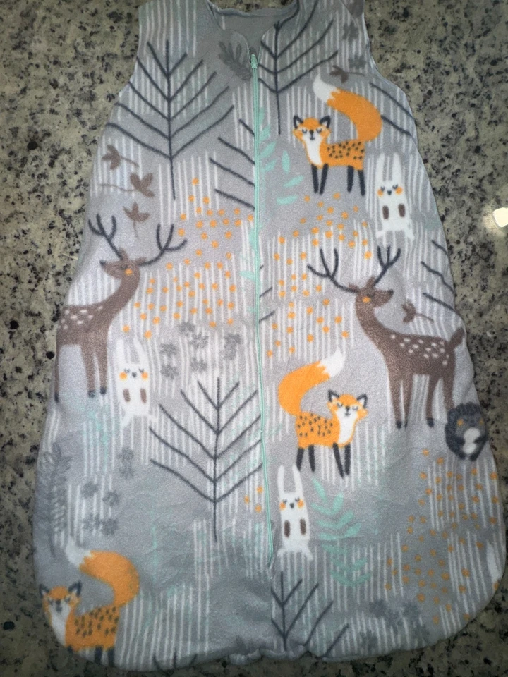Saco de dormir de lana casero para bebés niños ~ diseño de vida silvestre forestal ~ zorros, ciervos Foto 1 de 1