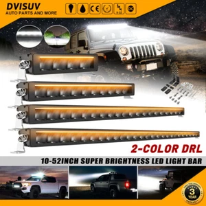 10 22 32 42 52"inch White DRL & Amber Park LED Light Work Bar Offroad 4X4 Trucks - Picture 1 of 34