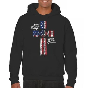 Stand for the Flag Kneel for the Cross Sweatshirt Patriotic Military Hoodie - Picture 1 of 50