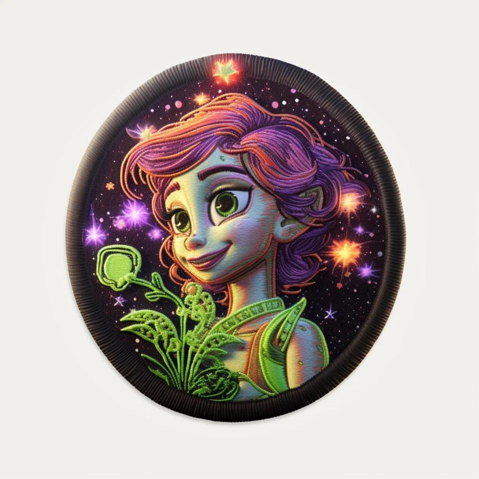 Fairy Stoner Patch Iron-on Applique Clothing Hippie Boho Herbal Medicine Fantasy - Image 1 of 4