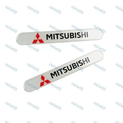 For MITSUBISHI White Car Trunk Side Fenders Door Badge Scratch Guard Sticker 2pc - Image 1 of 4