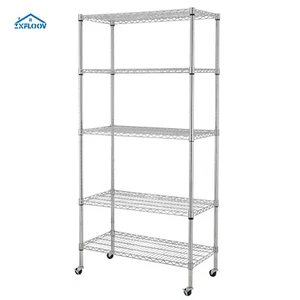 5-Tier NSF Certified Chrome Wire Shelving with Wheels, Adjustable Storage Rack - Picture 1 of 8