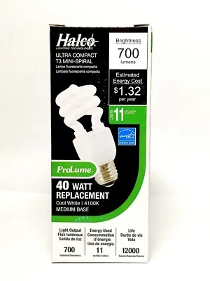 Halco Ultra Compact T3 Mini Spiral,40W,60W,100W,150W Replacement 4100K CFL Bulb - Image 1 of 4