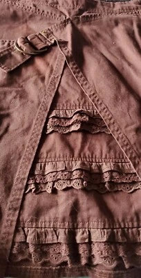 Falda La Redoute Marrón Algodón Frontal Volantes Bolsillo Lateral Hebilla ~ 8 M3020 Foto 1 de 4