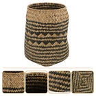 Bamboo Waste Basket Vintage Woven Paper Bin Rustic Garbage Container