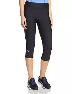 Under Armour Donna HeatGear Armour Capri; Nero/Argento Metallizzato; TAGLIA XS - Foto 1 di 6