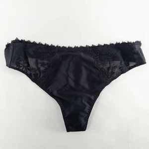 Rosa Faia Thong Panties Underwear Size 12 Black Embroidered Lace Trim New - Picture 1 of 8
