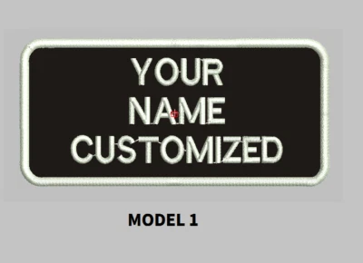LOGO CUSTOMIZED EMBROIDED  PATCH   4" X 2"  text only ROUND CORNERS - Image 1 of 4